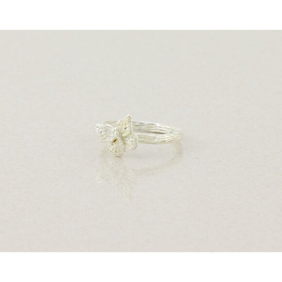 Sterling Silver Textured Butterfly Ring Size 8 1/4 - Picture 5 of 7